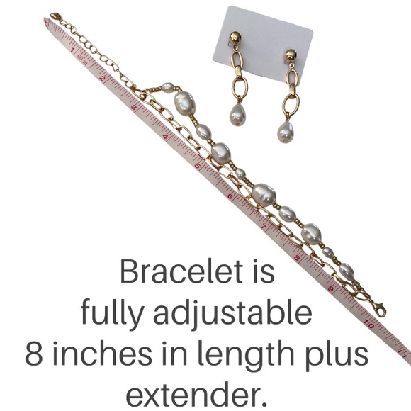 LAURA Bracelet and Earring Set, Faux Pearl and Goldtone, NWT - Picture 5 of 8